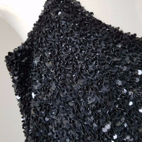 BADGLEY MISCHKA woman's black Sequined sleeveless camisole chiffon lining - Picture 5 of 10